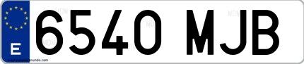 Ejemplo de matrícula española 6540 MJB