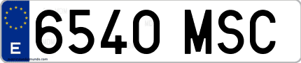 Ejemplo de matrícula de coche ordinaria 6540 MSC