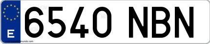 Ejemplo de matrícula española 6540 NBN