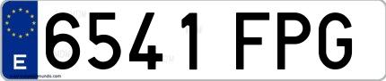 Ejemplo de matrícula española 6541 FPG