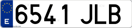 Ejemplo de matrícula de coche ordinaria 6541 JLB