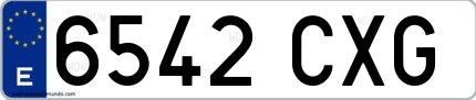 Ejemplo de matrícula española 6542 CXG