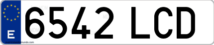 Ejemplo de matrícula de coche ordinaria 6542 LCD