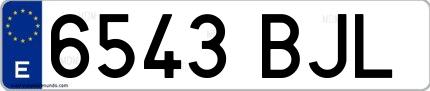 Ejemplo de matrícula española 6543 BJL