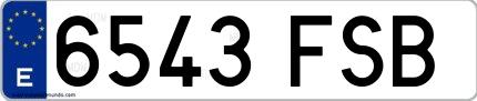 Ejemplo de matrícula española 6543 FSB