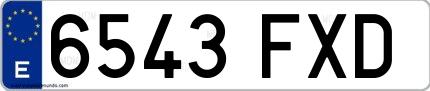 Ejemplo de matrícula española 6543 FXD
