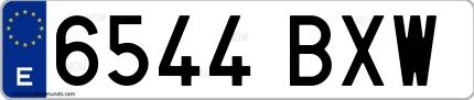 Ejemplo de matrícula española 6544 BXW