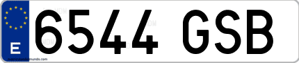 Ejemplo de matrícula de coche ordinaria 6544 GSB