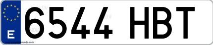 Ejemplo de matrícula española 6544 HBT
