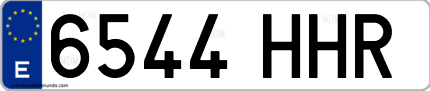 Ejemplo de matrícula de coche ordinaria 6544 HHR