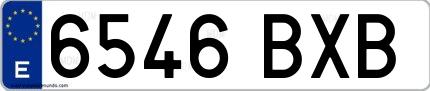 Ejemplo de matrícula española 6546 BXB