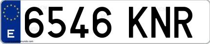 Ejemplo de matrícula española 6546 KNR