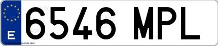 Ejemplo de matrícula española 6546 MPL