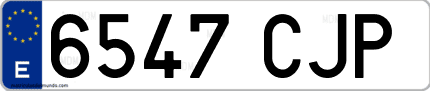 Ejemplo de matrícula de coche ordinaria 6547 CJP