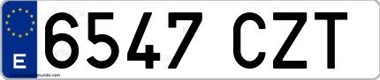 Ejemplo de matrícula española 6547 CZT