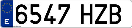Ejemplo de matrícula de coche ordinaria 6547 HZB