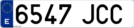 Ejemplo de matrícula de coche ordinaria 6547 JCC