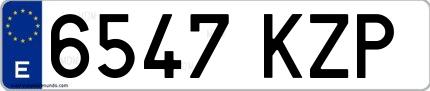Ejemplo de matrícula española 6547 KZP