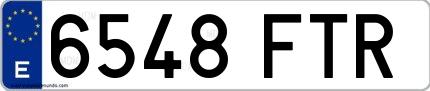 Ejemplo de matrícula española 6548 FTR