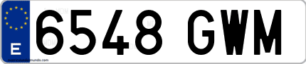 Ejemplo de matrícula de coche ordinaria 6548 GWM