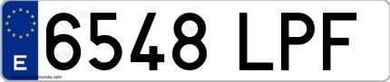 Ejemplo de matrícula española 6548 LPF