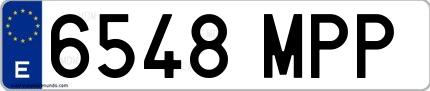 Ejemplo de matrícula española 6548 MPP