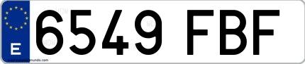 Ejemplo de matrícula española 6549 FBF