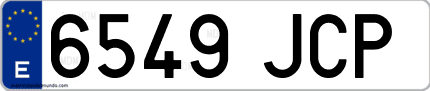 Ejemplo de matrícula de coche ordinaria 6549 JCP