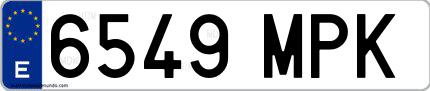 Ejemplo de matrícula española 6549 MPK