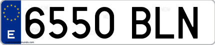 Ejemplo de matrícula de coche ordinaria 6550 BLN