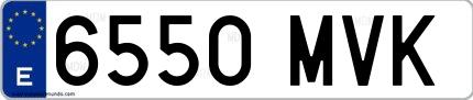 Ejemplo de matrícula española 6550 MVK