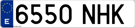 Ejemplo de matrícula de coche ordinaria 6550 NHK