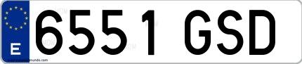 Ejemplo de matrícula española 6551 GSD