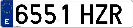 Ejemplo de matrícula española 6551 HZR