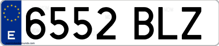Ejemplo de matrícula de coche ordinaria 6552 BLZ