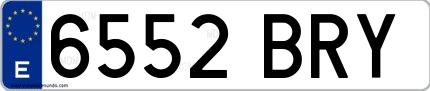 Ejemplo de matrícula española 6552 BRY