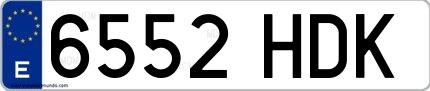 Ejemplo de matrícula española 6552 HDK