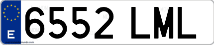 Ejemplo de matrícula de coche ordinaria 6552 LML