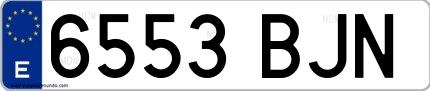 Ejemplo de matrícula española 6553 BJN