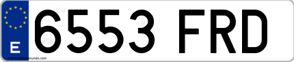 Ejemplo de matrícula de coche ordinaria 6553 FRD