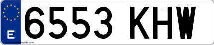 Ejemplo de matrícula de coche ordinaria 6553 KHW