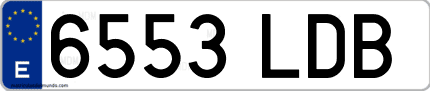 Ejemplo de matrícula de coche ordinaria 6553 LDB