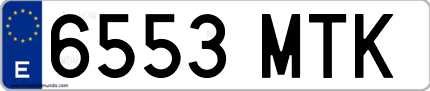 Ejemplo de matrícula de coche ordinaria 6553 MTK