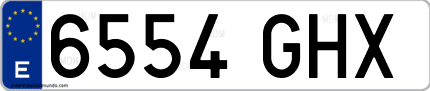 Ejemplo de matrícula de coche ordinaria 6554 GHX