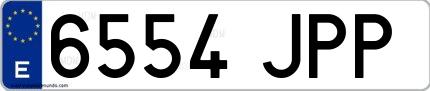 Ejemplo de matrícula española 6554 JPP