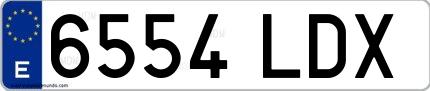 Ejemplo de matrícula española 6554 LDX