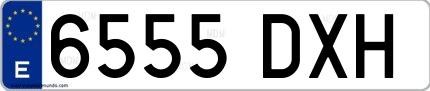 Ejemplo de matrícula española 6555 DXH
