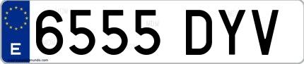 Ejemplo de matrícula española 6555 DYV