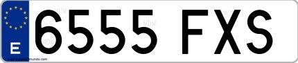 Ejemplo de matrícula española 6555 FXS