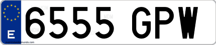 Ejemplo de matrícula de coche ordinaria 6555 GPW